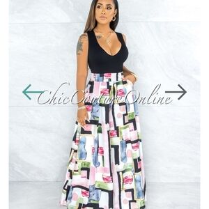 Women's Multicolor Geometric Wide Leg Pant
